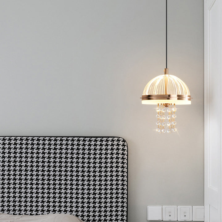 Lustre LED en acrylique et fer moderne de luxe en forme de dôme de méduse, réglable, pour table de chevet 