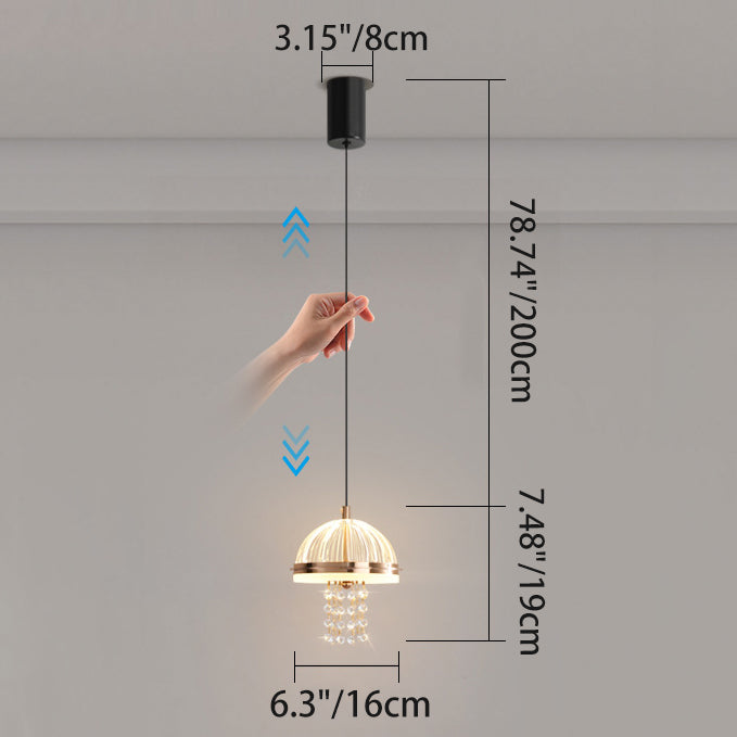 Lustre LED en acrylique et fer moderne de luxe en forme de dôme de méduse, réglable, pour table de chevet 