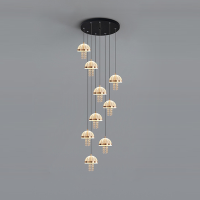Modern Luxury Iron Acrylic Jellyfish Dome Liftable LED Chandeliers For Bedside