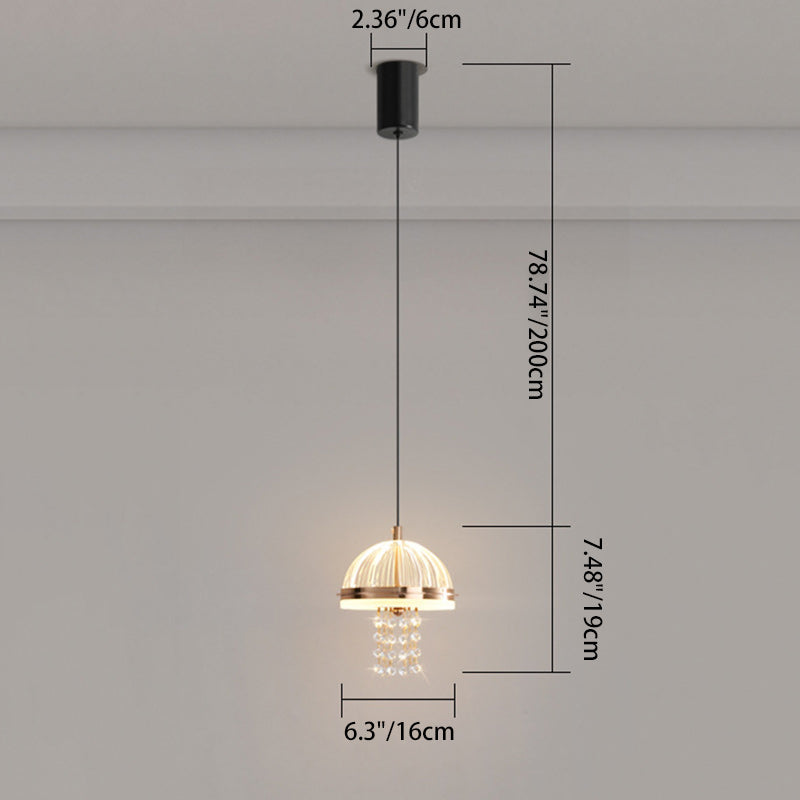 Lustre LED en acrylique et fer moderne de luxe en forme de dôme de méduse, réglable, pour table de chevet 