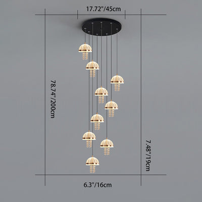Modern Luxury Iron Acrylic Jellyfish Dome Liftable LED Chandeliers For Bedside