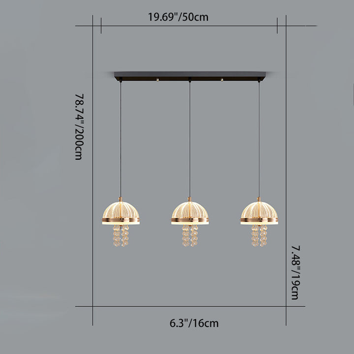Lustre LED en acrylique et fer moderne de luxe en forme de dôme de méduse, réglable, pour table de chevet 