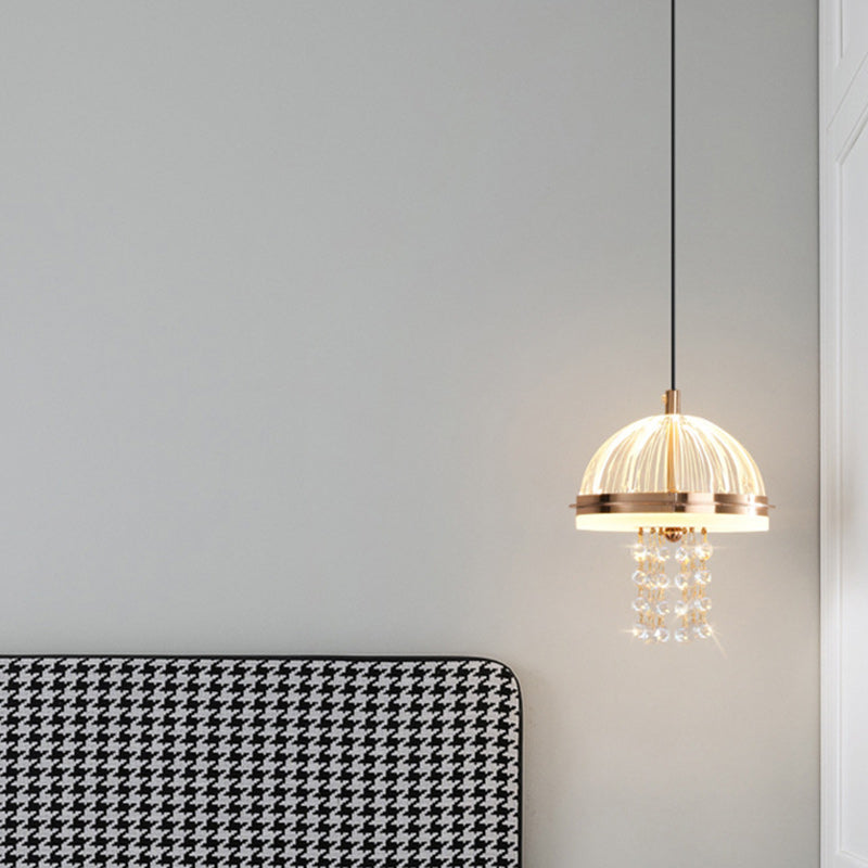 Lustre LED en acrylique et fer moderne de luxe en forme de dôme de méduse, réglable, pour table de chevet 
