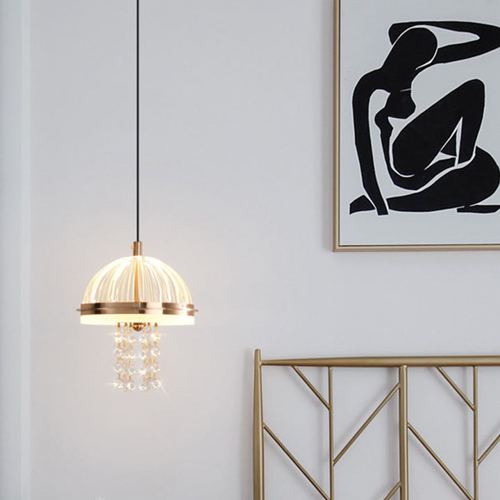 Lustre LED en acrylique et fer moderne de luxe en forme de dôme de méduse, réglable, pour table de chevet 