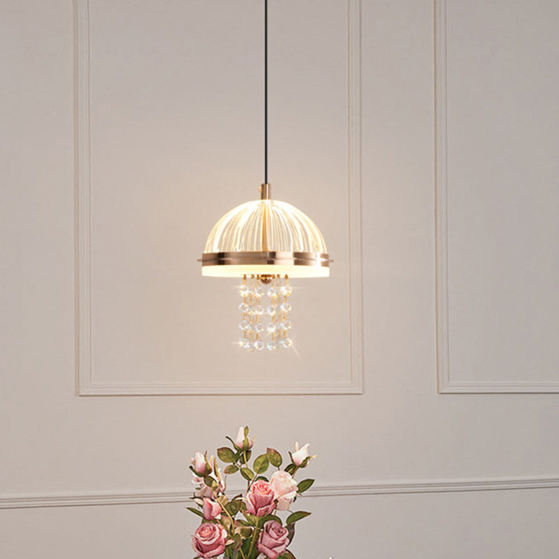 Lustre LED en acrylique et fer moderne de luxe en forme de dôme de méduse, réglable, pour table de chevet 