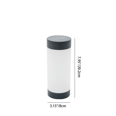 Modern Minimalist Solar Waterproof Stainless Steel Plastic Glass Cylinder Portable LED Outdoor Table Lamp For Outdoor Patio