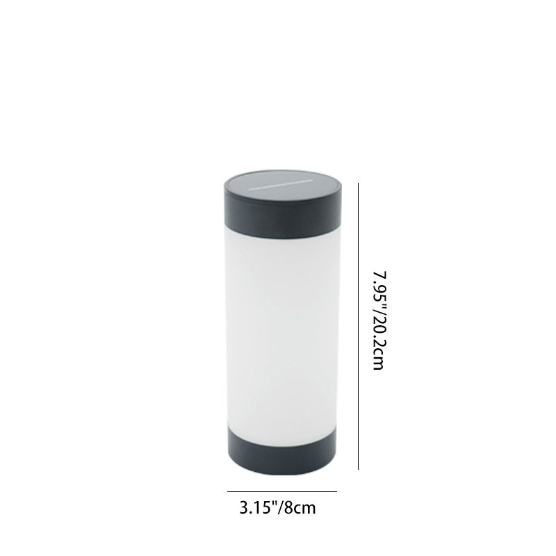 Modern Minimalist Solar Waterproof Stainless Steel Plastic Glass Cylinder Portable LED Outdoor Table Lamp For Outdoor Patio
