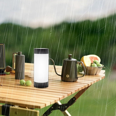 Modern Minimalist Solar Waterproof Stainless Steel Plastic Glass Cylinder Portable LED Outdoor Table Lamp For Outdoor Patio