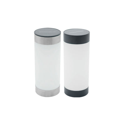 Modern Minimalist Solar Waterproof Stainless Steel Plastic Glass Cylinder Portable LED Outdoor Table Lamp For Outdoor Patio