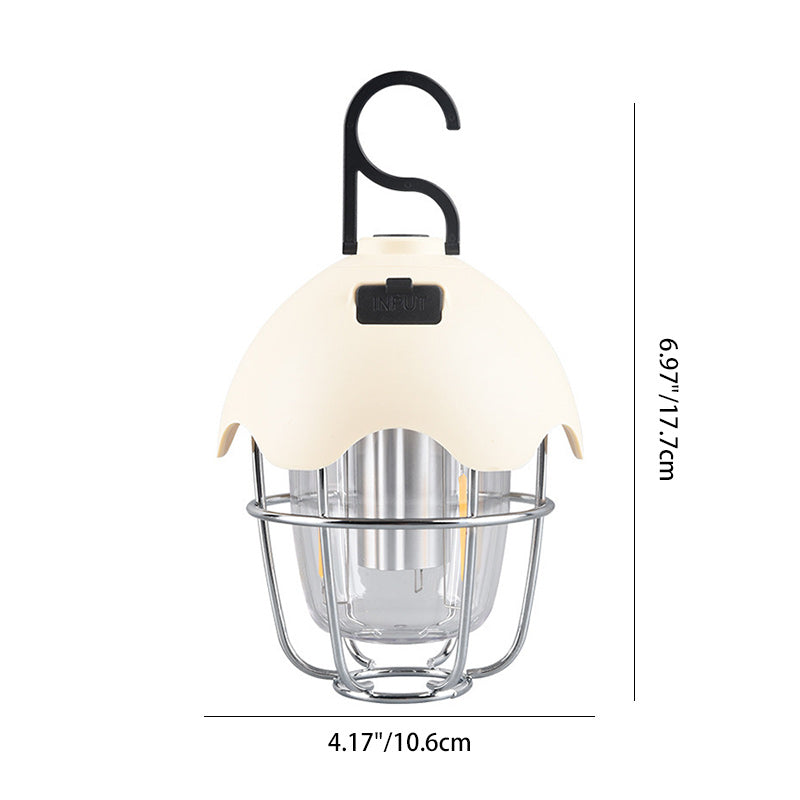 Zeitgenössische Retro Wiederaufladbare Kunststoff Metall Kiefernzapfen Eierschalen Tragbare Camping LED Außenleuchte Für Außenbereich Terrasse 