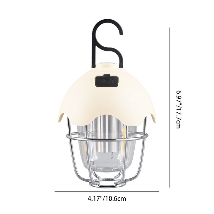 Zeitgenössische Retro Wiederaufladbare Kunststoff Metall Kiefernzapfen Eierschalen Tragbare Camping LED Außenleuchte Für Außenbereich Terrasse 