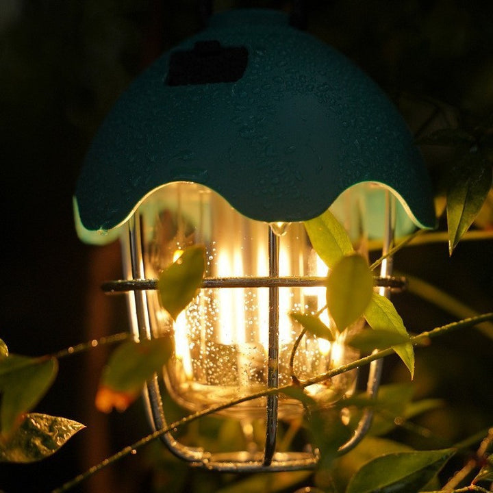 Zeitgenössische Retro Wiederaufladbare Kunststoff Metall Kiefernzapfen Eierschalen Tragbare Camping LED Außenleuchte Für Außenbereich Terrasse 