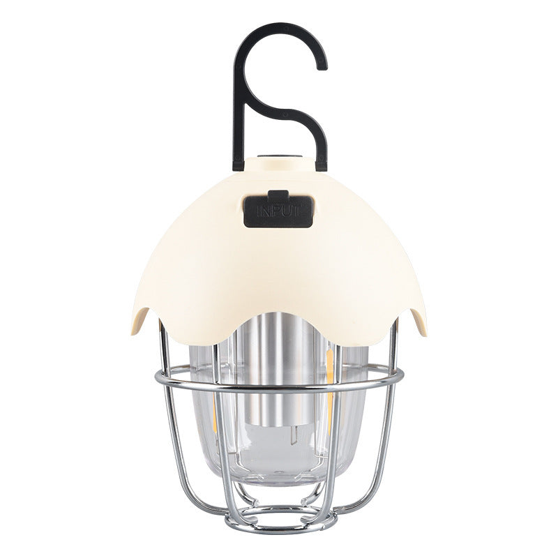 Zeitgenössische Retro Wiederaufladbare Kunststoff Metall Kiefernzapfen Eierschalen Tragbare Camping LED Außenleuchte Für Außenbereich Terrasse 