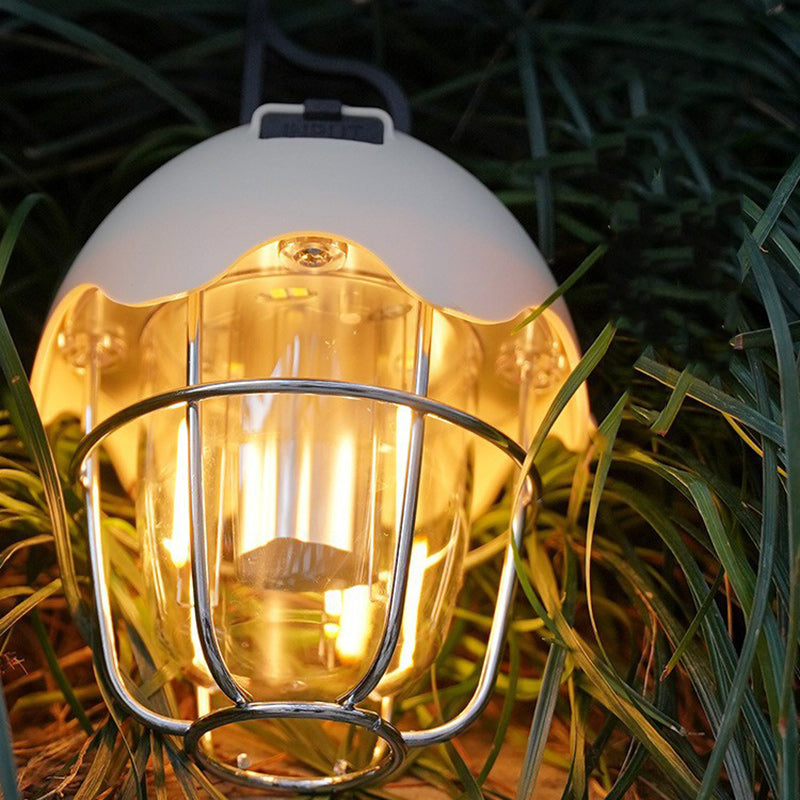 Zeitgenössische Retro Wiederaufladbare Kunststoff Metall Kiefernzapfen Eierschalen Tragbare Camping LED Außenleuchte Für Außenbereich Terrasse 