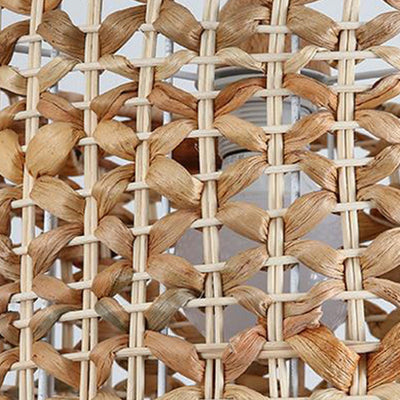 Traditional Farmhouse Weaving Rattan Iron Cylinder Oval Conic Round 1-Light Pendant Light For Dining Room