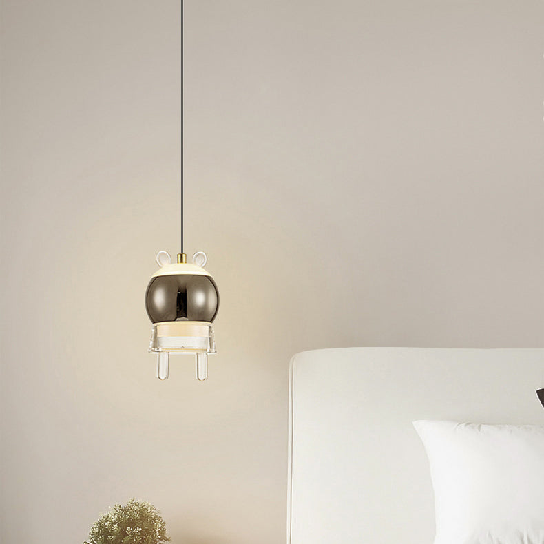 Contemporary Creative Kids Aluminum Iron Acrylic Cartoon Model Liftable LED Pendant Light For Bedside