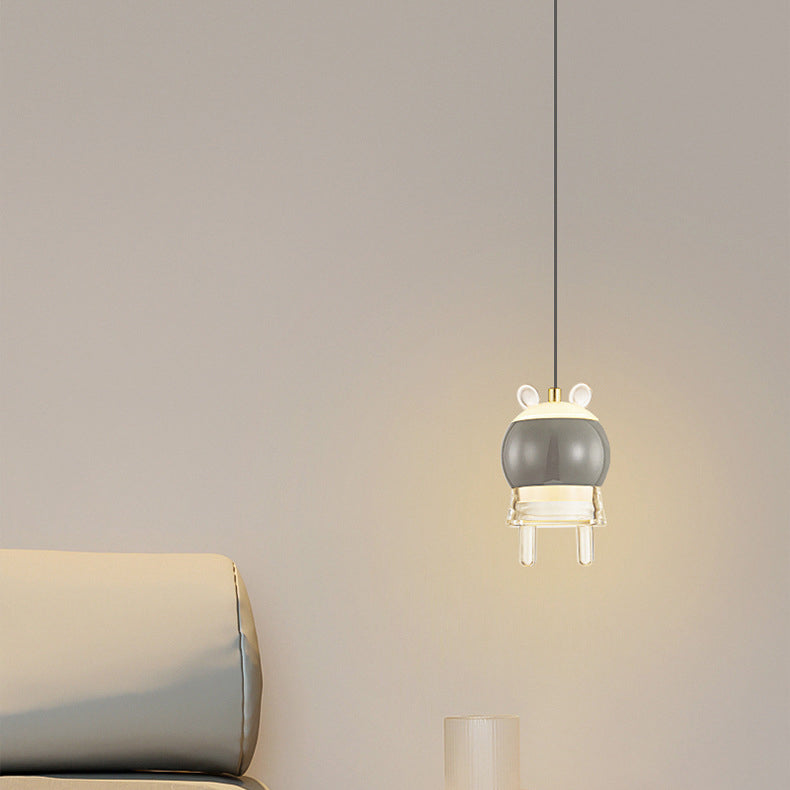 Contemporary Creative Kids Aluminum Iron Acrylic Cartoon Model Liftable LED Pendant Light For Bedside