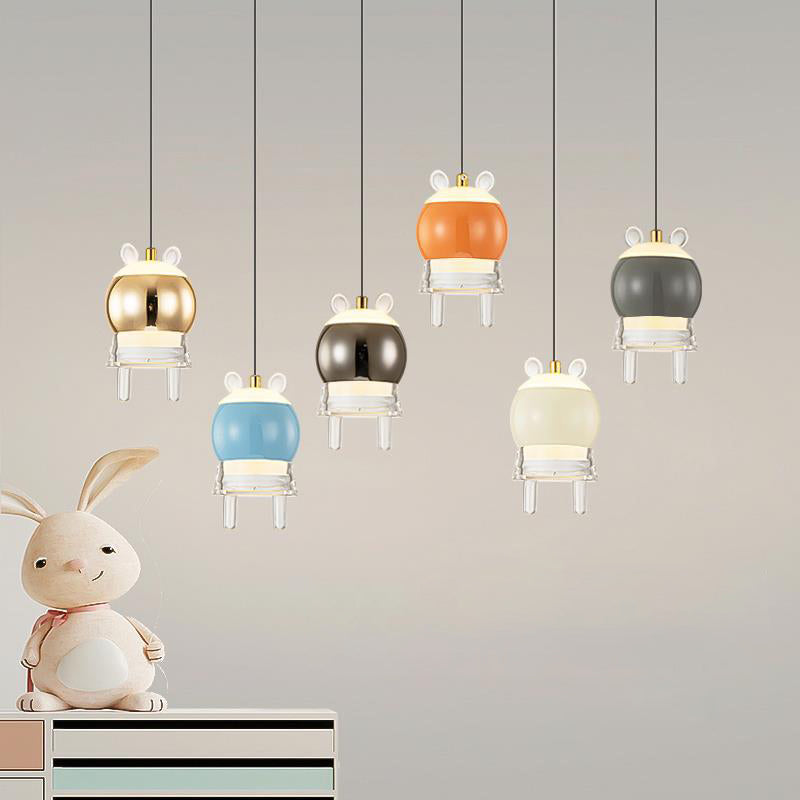 Contemporary Creative Kids Aluminum Iron Acrylic Cartoon Model Liftable LED Pendant Light For Bedside