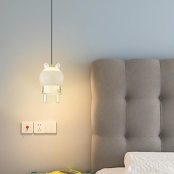 Lámpara colgante LED de modelo de dibujos animados de aluminio, hierro y acrílico para niños creativos contemporáneos, ajustable para la mesita de noche 