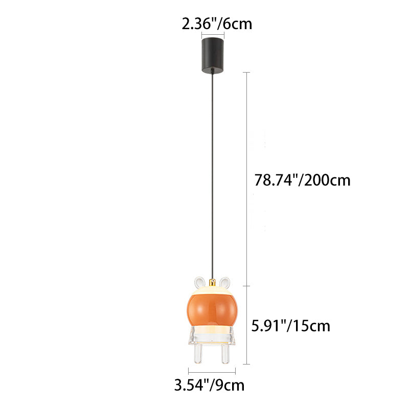 Contemporary Creative Kids Aluminum Iron Acrylic Cartoon Model Liftable LED Pendant Light For Bedside