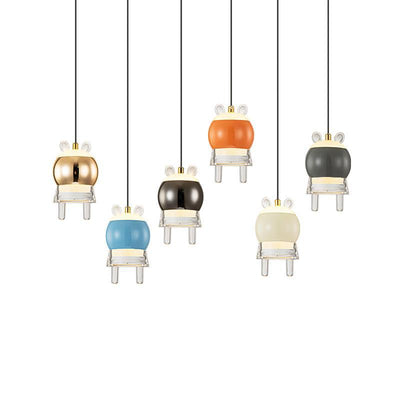 Contemporary Creative Kids Aluminum Iron Acrylic Cartoon Model Liftable LED Pendant Light For Bedside