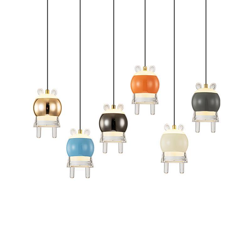 Contemporary Creative Kids Aluminum Iron Acrylic Cartoon Model Liftable LED Pendant Light For Bedside