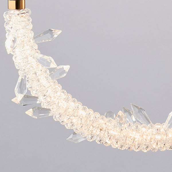 Lustre à LED en cristal de glace en cercle de fer moderne de luxe pour chevet 