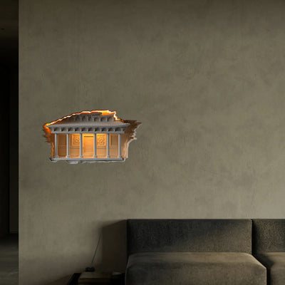 Applique murale LED encastrée avec détecteur humain pour couloir en plâtre chinois traditionnel en relief pour palais 