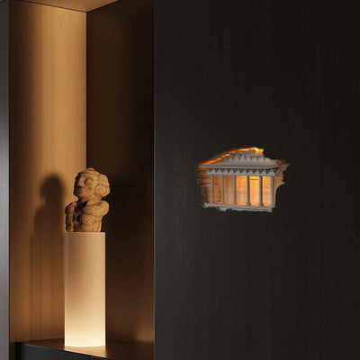 Applique murale LED encastrée avec détecteur humain pour couloir en plâtre chinois traditionnel en relief pour palais 