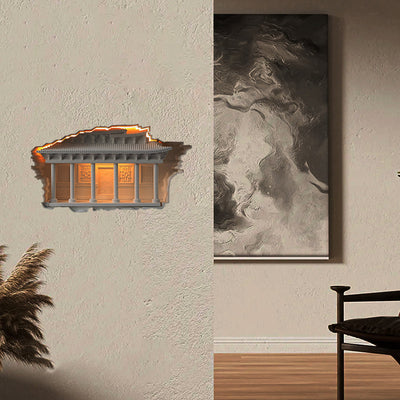 Applique murale LED encastrée avec détecteur humain pour couloir en plâtre chinois traditionnel en relief pour palais 