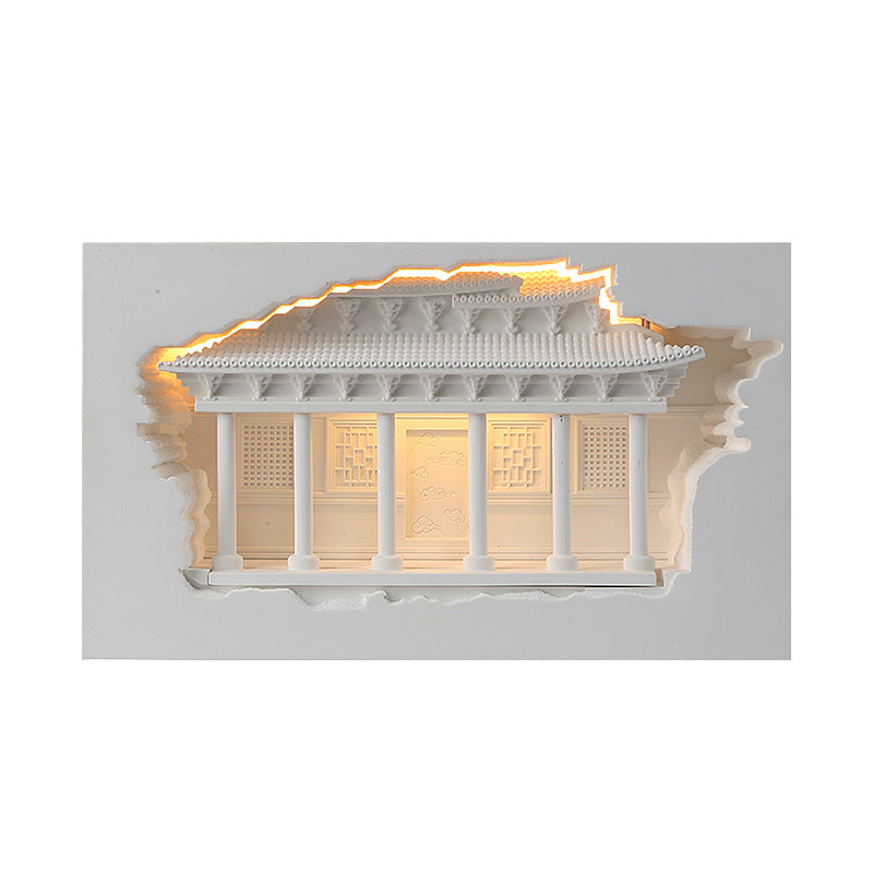 Applique murale LED encastrée avec détecteur humain pour couloir en plâtre chinois traditionnel en relief pour palais 
