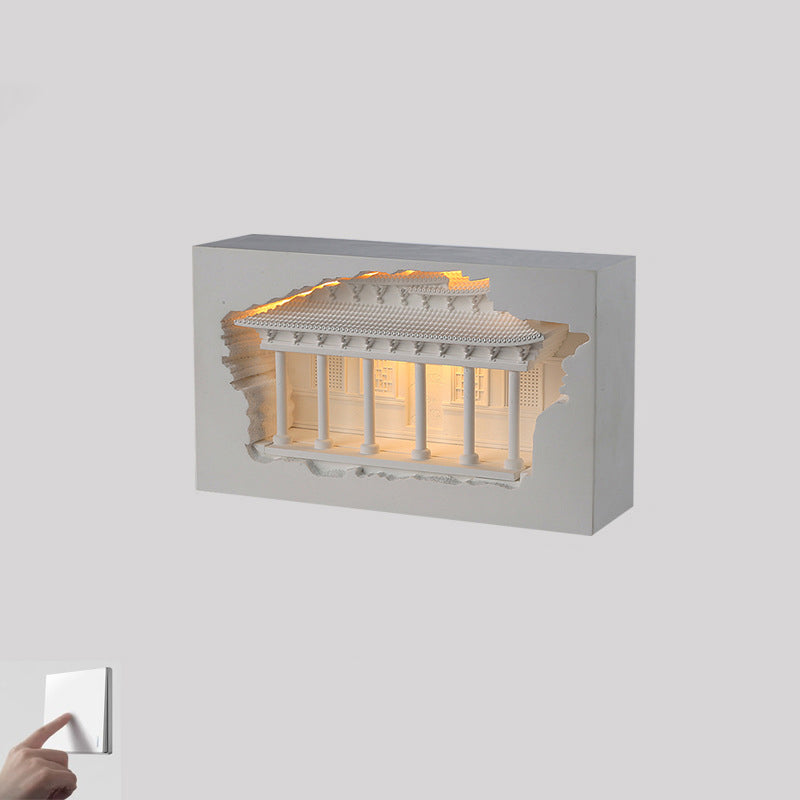 Applique murale LED encastrée avec détecteur humain pour couloir en plâtre chinois traditionnel en relief pour palais 