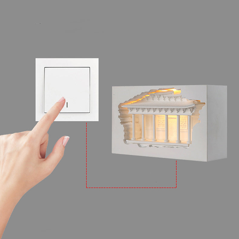 Applique murale LED encastrée avec détecteur humain pour couloir en plâtre chinois traditionnel en relief pour palais 