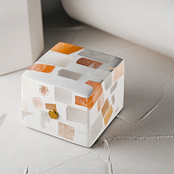 Lampe de table LED cube en plâtre d&