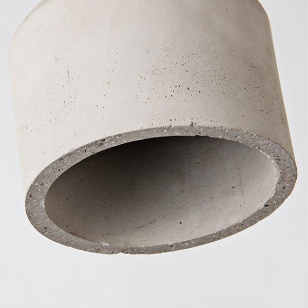 Contemporain Scandinave Ciment Bois Quincaillerie Conique Rond 1-Lumière Suspension Pour Salle à Manger 