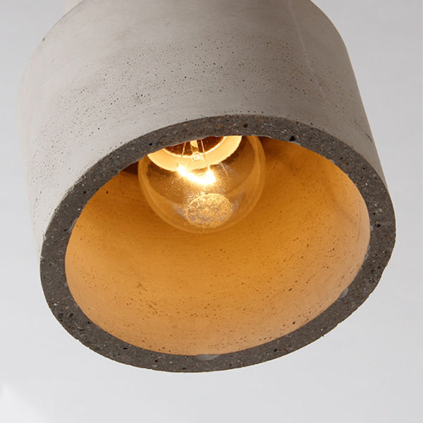 Contemporary Scandinavian Cement Wood Hardware Conic Round 1-Light Pendant Light For Dining Room
