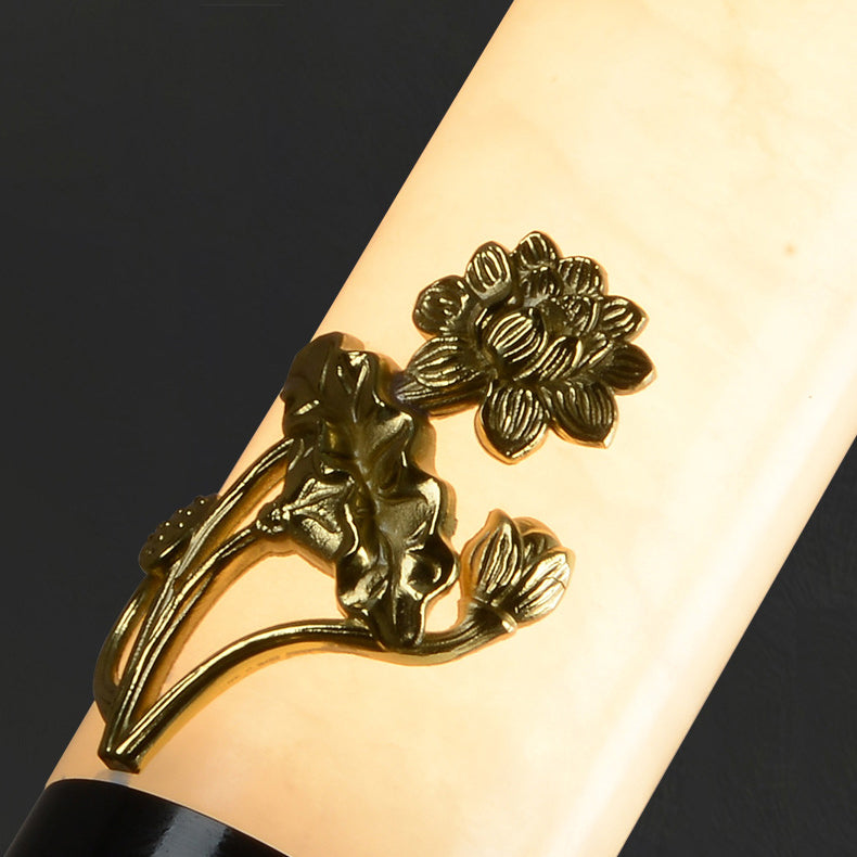 Traditional Chinese Brass Mable Cylinder Lotus Orchid Plum Blossom Bamboo LED Pendant Light Spotlight For Bedside