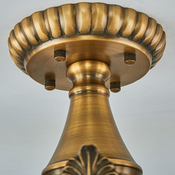 Traditional European Copper Marble Bud Round Carved 3/5/9/12/16 Light Chandeliers For Living Room