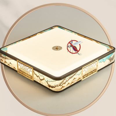 Traditional Chinese Copper Acrylic Enamel Painting Landscape Rectangular Square Round LED Flush Mount Ceiling Light For Bedroom