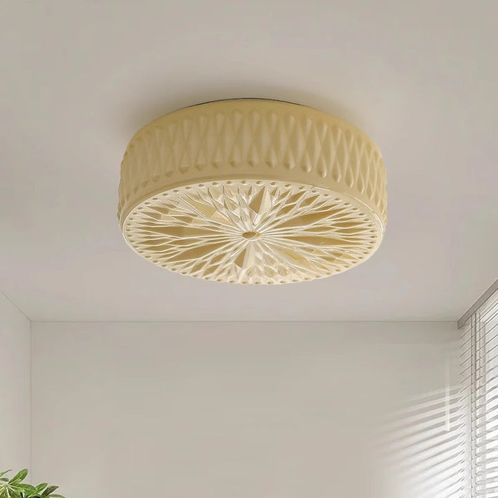 Traditionelle französische Eisen-Glas-Runde Stardust-Diamant-Strukturierte LED-Deckenleuchte für Schlafzimmer 