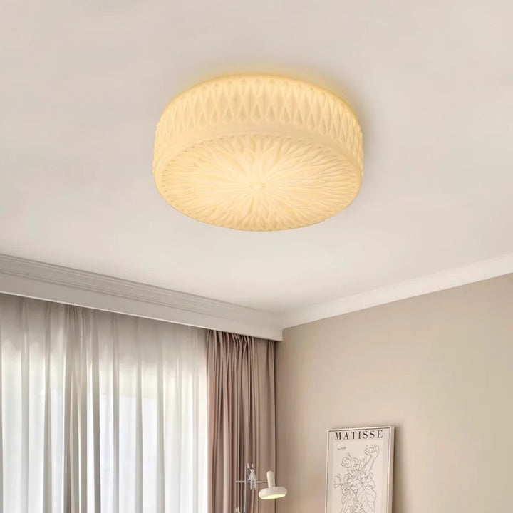 Traditionelle französische Eisen-Glas-Runde Stardust-Diamant-Strukturierte LED-Deckenleuchte für Schlafzimmer 