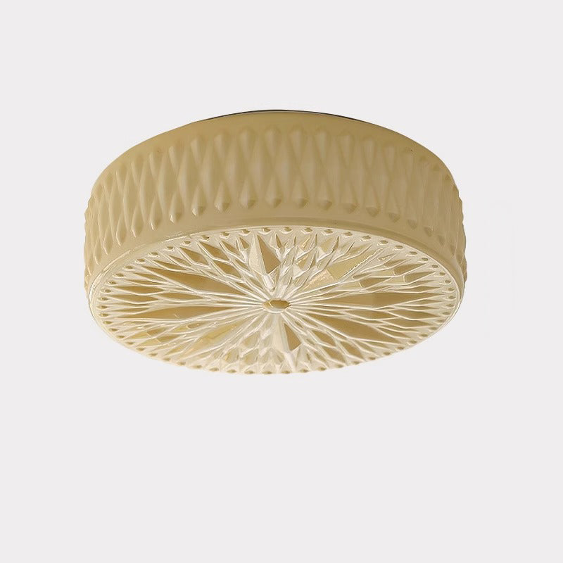Traditionelle französische Eisen-Glas-Runde Stardust-Diamant-Strukturierte LED-Deckenleuchte für Schlafzimmer 