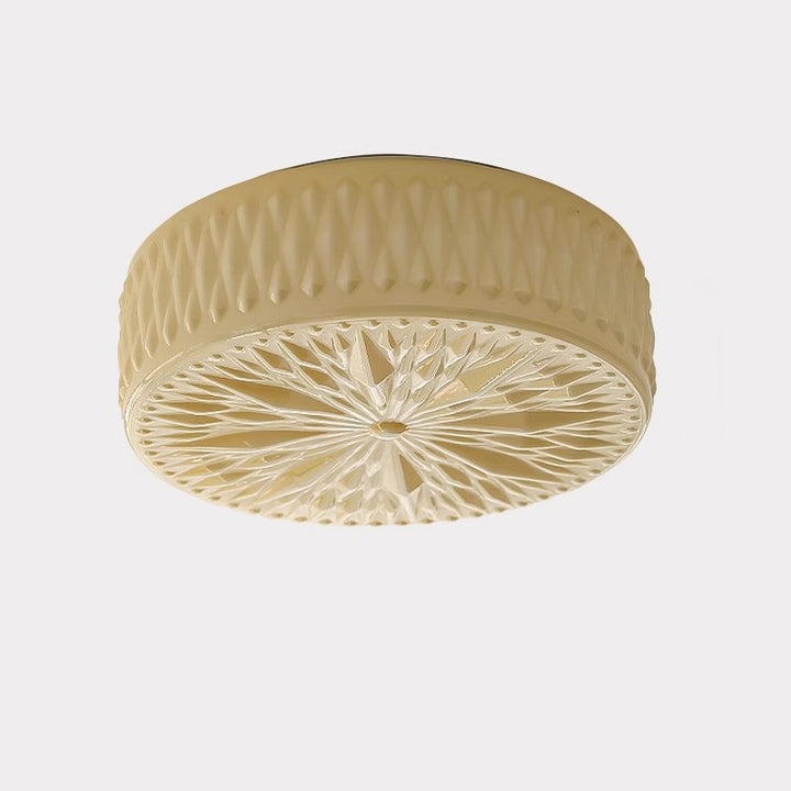 Traditionelle französische Eisen-Glas-Runde Stardust-Diamant-Strukturierte LED-Deckenleuchte für Schlafzimmer 