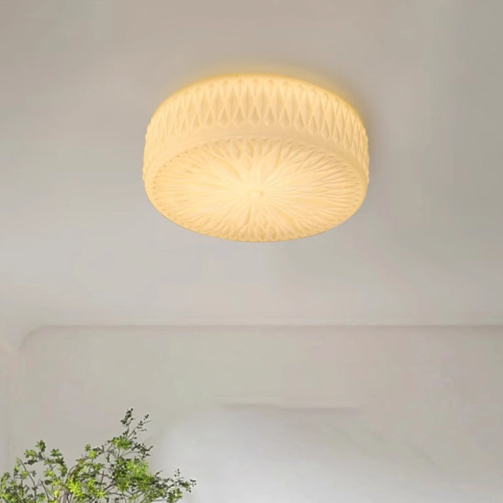 Traditionelle französische Eisen-Glas-Runde Stardust-Diamant-Strukturierte LED-Deckenleuchte für Schlafzimmer 
