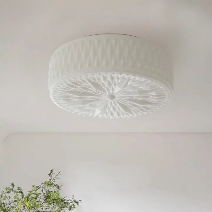Traditionelle französische Eisen-Glas-Runde Stardust-Diamant-Strukturierte LED-Deckenleuchte für Schlafzimmer 