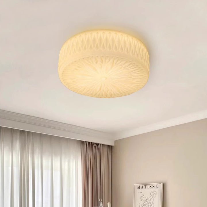 Traditionelle französische Eisen-Glas-Runde Stardust-Diamant-Strukturierte LED-Deckenleuchte für Schlafzimmer 