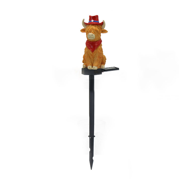 Modern Art Deco Solar Waterproof PP Resin Highland Bull LED Outdoor Light Landscape Lighting For Garden