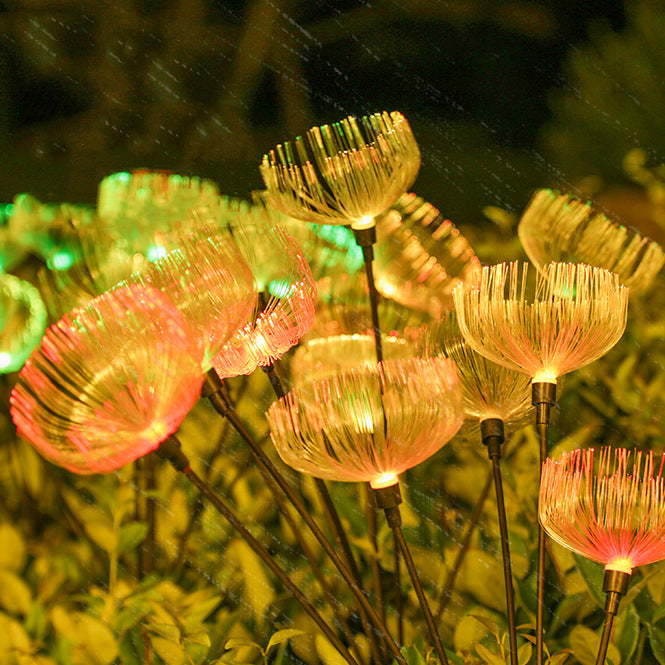 Modern Simplicity Solar Waterproof ABS Stainless Steel Fiber Optic Jellyfish LED Outdoor Light Landscape Lighting For Garden