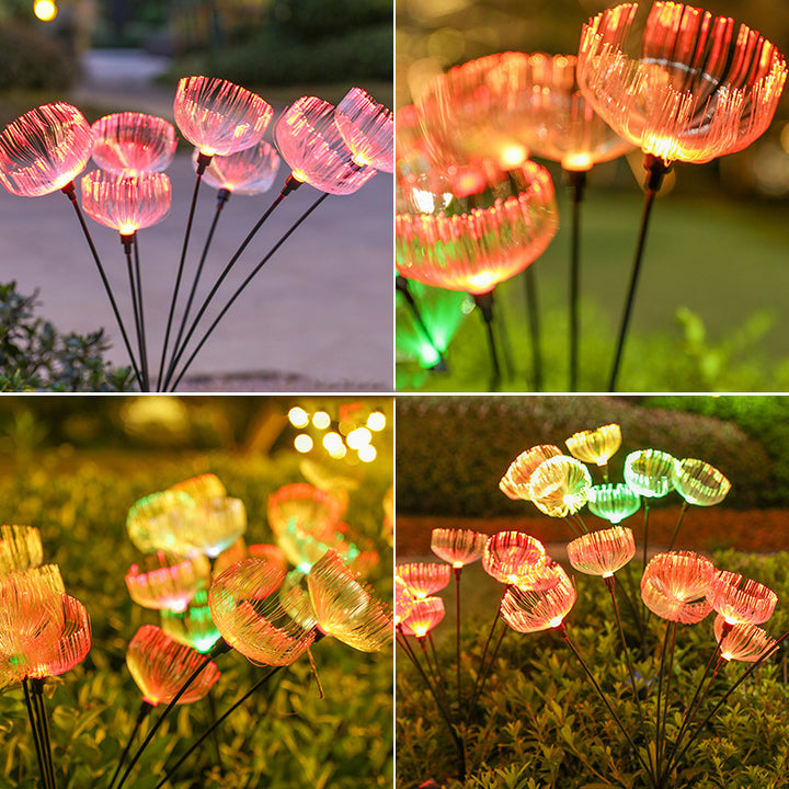 Modern Simplicity Solar Waterproof ABS Stainless Steel Fiber Optic Jellyfish LED Outdoor Light Landscape Lighting For Garden