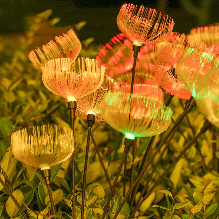 Modern Simplicity Solar Waterproof ABS Stainless Steel Fiber Optic Jellyfish LED Outdoor Light Landscape Lighting For Garden
